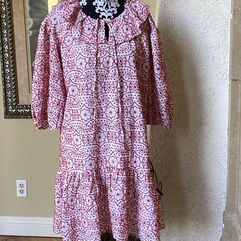 Mango Eyelet Lace dress in Red size 4